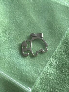 Silver Elephant Outline Pendant Necklace Charm